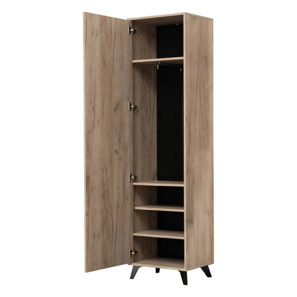 Palmoli, Guardaroba 1 Anta Appendiabiti, Marrone Rovere Grigio