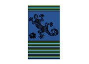 Telo Mare Jacquard In Spugna Disegno Geko Multistripe Colore Blu