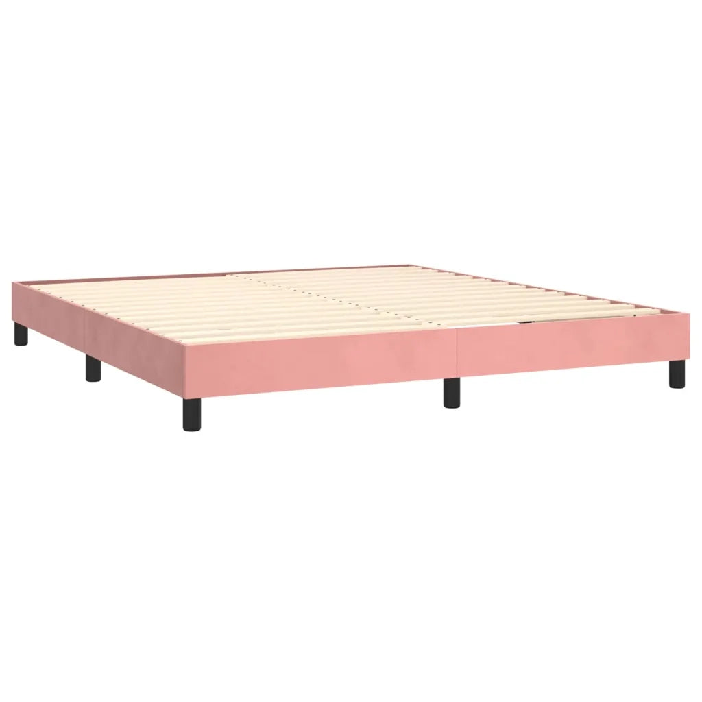 Giroletto a Molle con Materasso Rosa 180x200 cm in Velluto 3127390