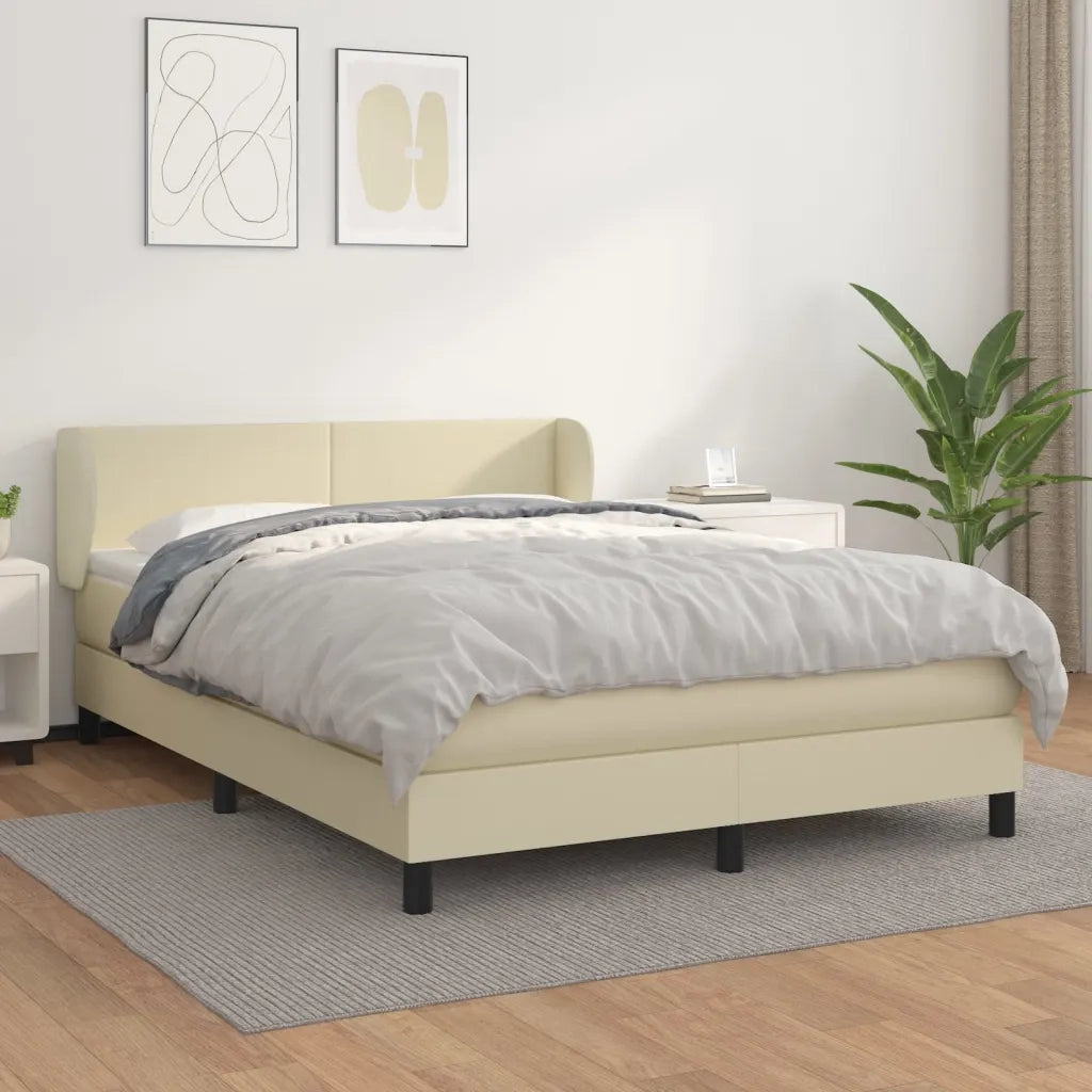 vidaXL Giroletto a Molle con Materasso Crema 140x200 cm in Similpelle