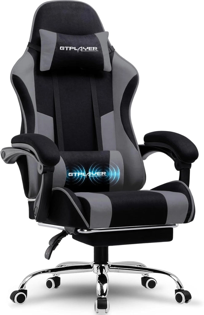 Sedia da gioco, sedia da ufficio, sedia ergonomica, sedia da gioco, con supporto per massaggi, sedie task con poggiapiedi e poggiatesta, tessuto viola