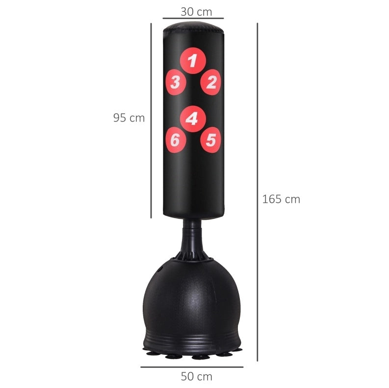 Sacco da boxe autoportante 50x50x165 cm nero HDPE con ventose
