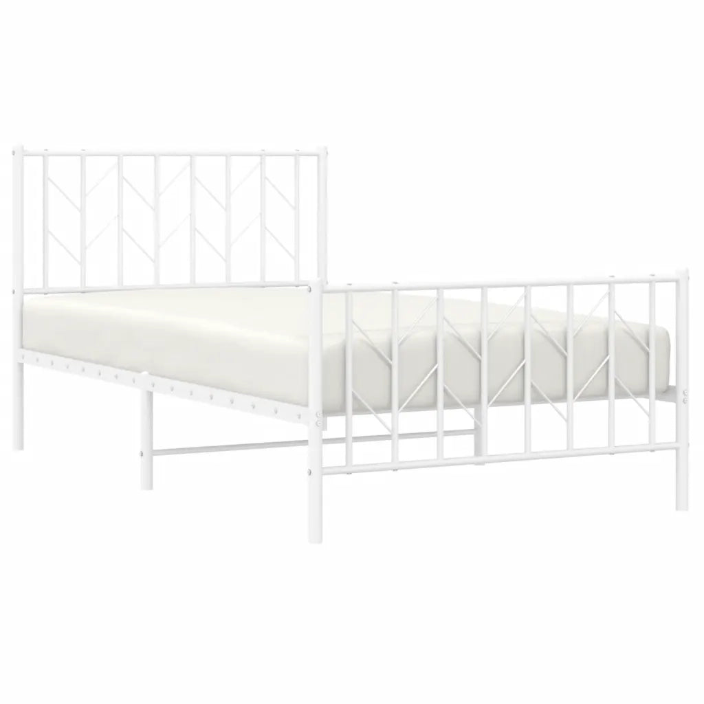 Giroletto con Testiera e Pediera Metallo Bianco 100x190 cmcod mxl 85935