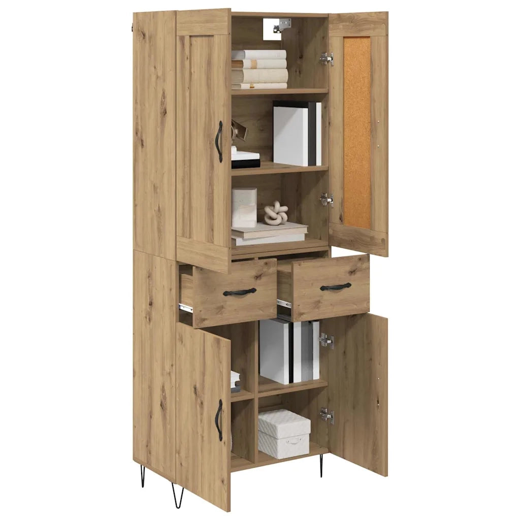 Credenza con Cassetto-Buffet-Armadio da cucina Rovere artigianale 69,5 x 34 x 180 cm 786480
