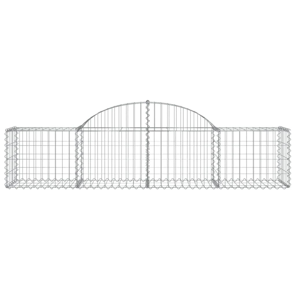 Cestini gabbioni recinzione a gabbia muro di contenimento ad arco 3 pezzi 200 x 50 x 40/60 cm ferro zincato argento 02_0040757