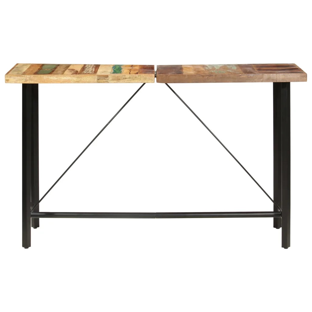 Set da Bar 7 pz in Legno Massello di Recupero e Vera Pelle 3053447