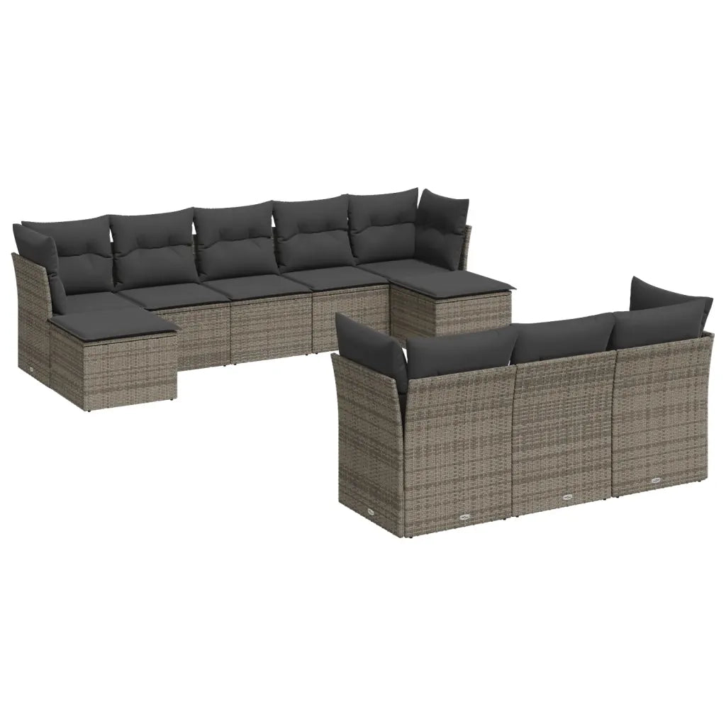 Set Divano da Giardino 10 pz con Cuscini Grigio in Polyrattancod mxl 112415