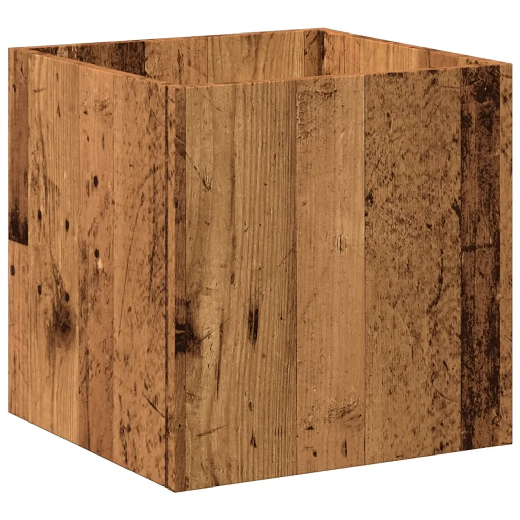 Fioriera-Vaso da Esterno-Contenitore per Piante Legno Antico 40x40x40 cm in Legno Multistrato