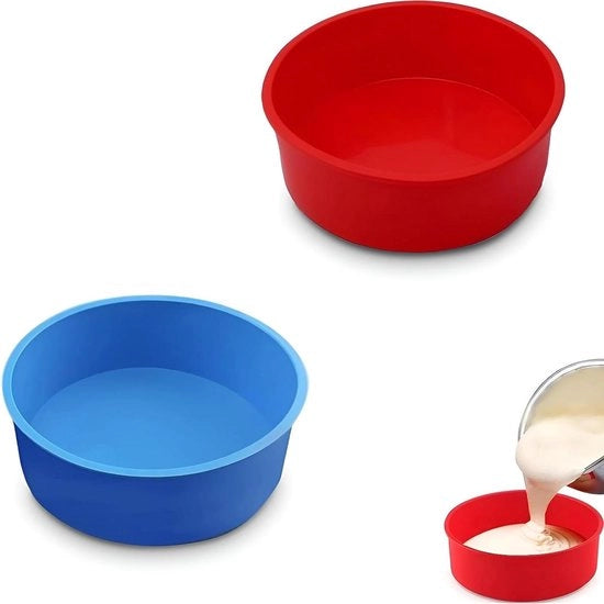 Set di Forme per Torta in Silicone da 15 cm di diametro - 2 pezzi - Torta Arcobaleno - Forme per Pane e Torta - Superficie Antiforatura