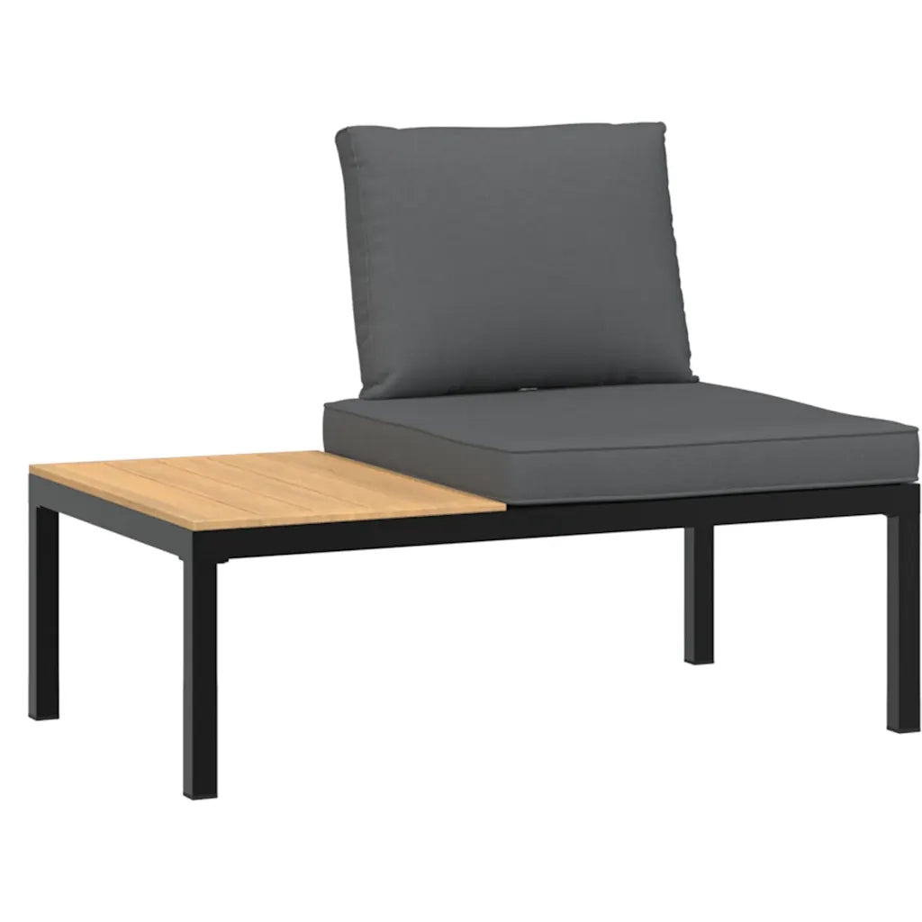 Set Divani da Giardino 3 pz con Cuscini in Alluminio Nero