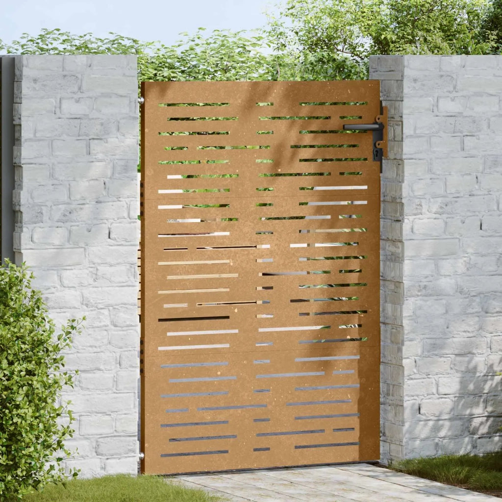 Cancello da giardino 85x150 cm in acciaio Corten design quadrato 153247