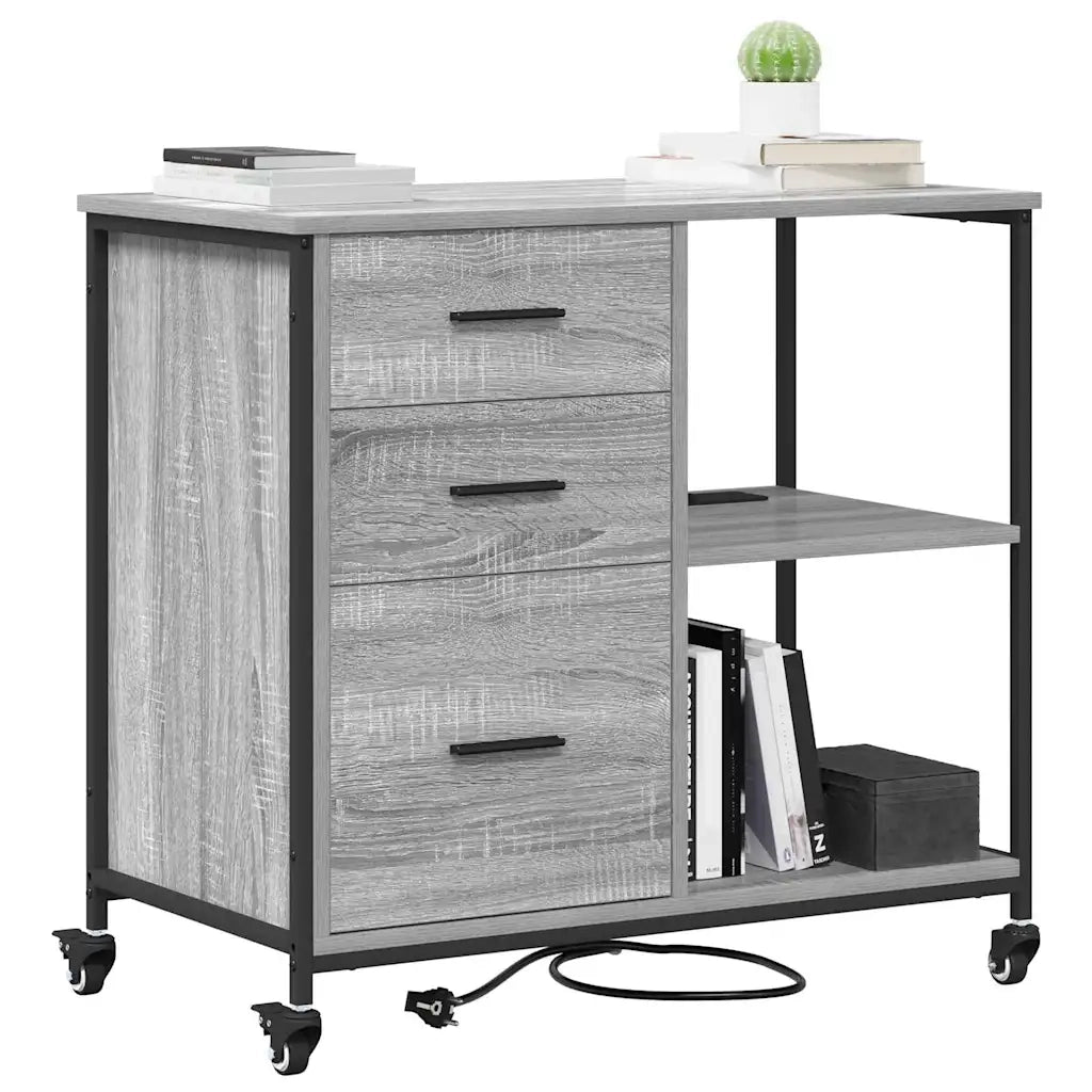 vidaXL Mobile per Ufficio con ruota Grigio sonoma 76 x 41 x 72 cm