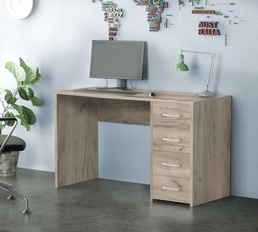 Scrivania Porta Pc Topaz Olmo 120x50x74 h cm in Truciolare bilaminato Rovere grigio