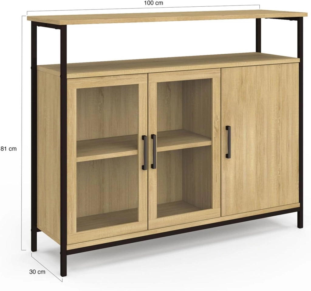 DETROIT Credenza a 2 ante da 100 cm con armadi dal design industriale