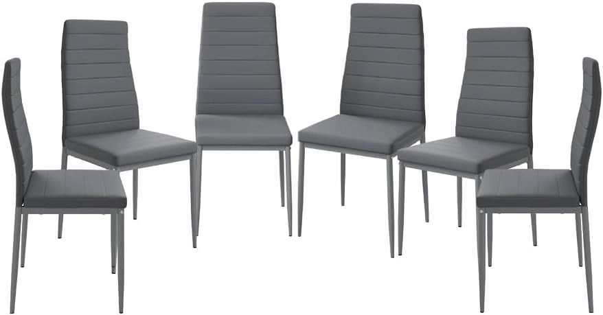 Sedie Grand, Grigio, 42.5 x 48 cm Set di 6, per l’utilizzo come set da pranzo in cucina o sala da pranzo