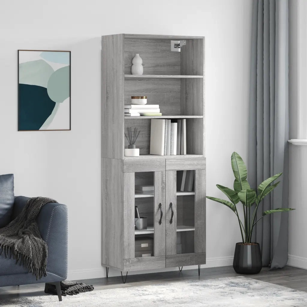 Credenza | Madia | Buffet da pranzo | Armadio da pranzo Grigio Sonoma 69,5x34x180 cm in Legno Multistrato