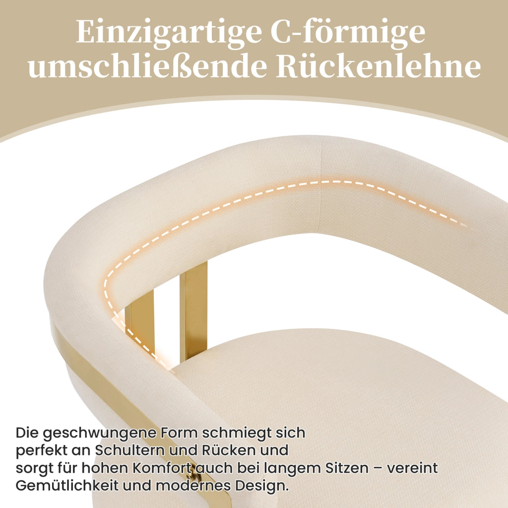 SEDIA Set da 6 pezzi in Chenille Beige e Oro 60x50x76 cm