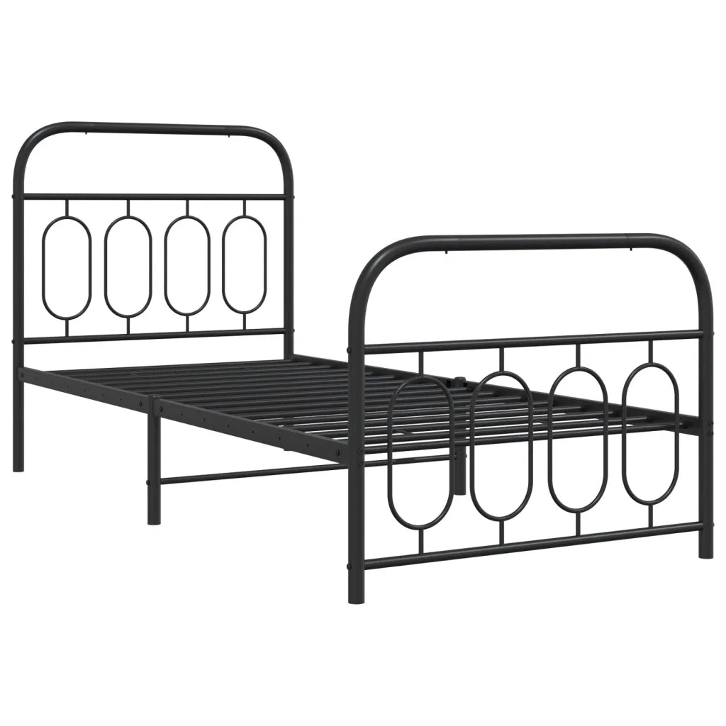 Giroletto con Testiera e Pediera-Struttura Letto Metallo Nero 90x200 cm 839461