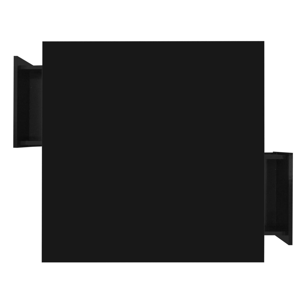 Tavolino da caffè nero lucido 70x70x35;5 cm con 2 cassetti e dettagli oro