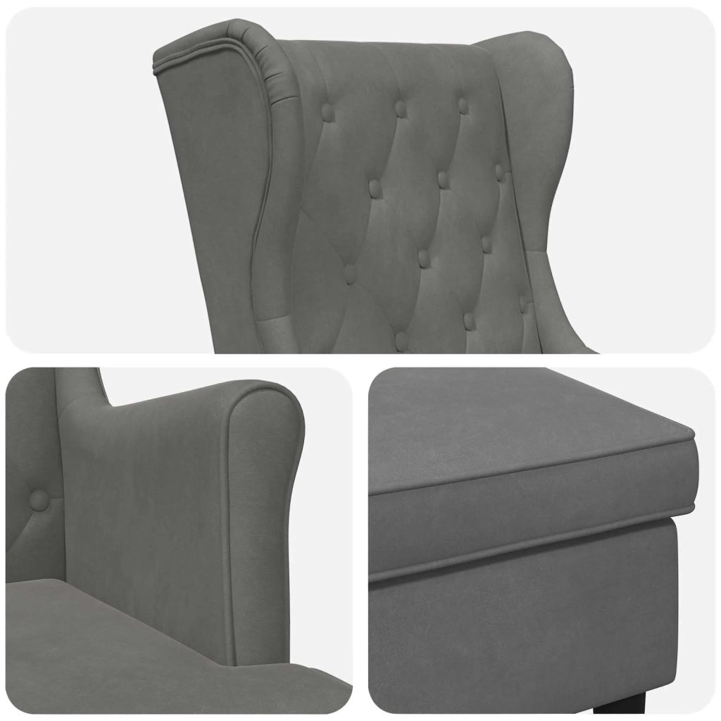 Poltrona con Ottomano 2 pz Grigio Scuro Velluto 3418821