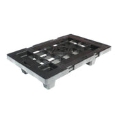 Pallet in plastica riciclata (PP), Mis. 400 L x 600 P x 124 H mm, con 4 piedi, piano forato, portata statica 500 Kg, portata dinamica 400 Kg