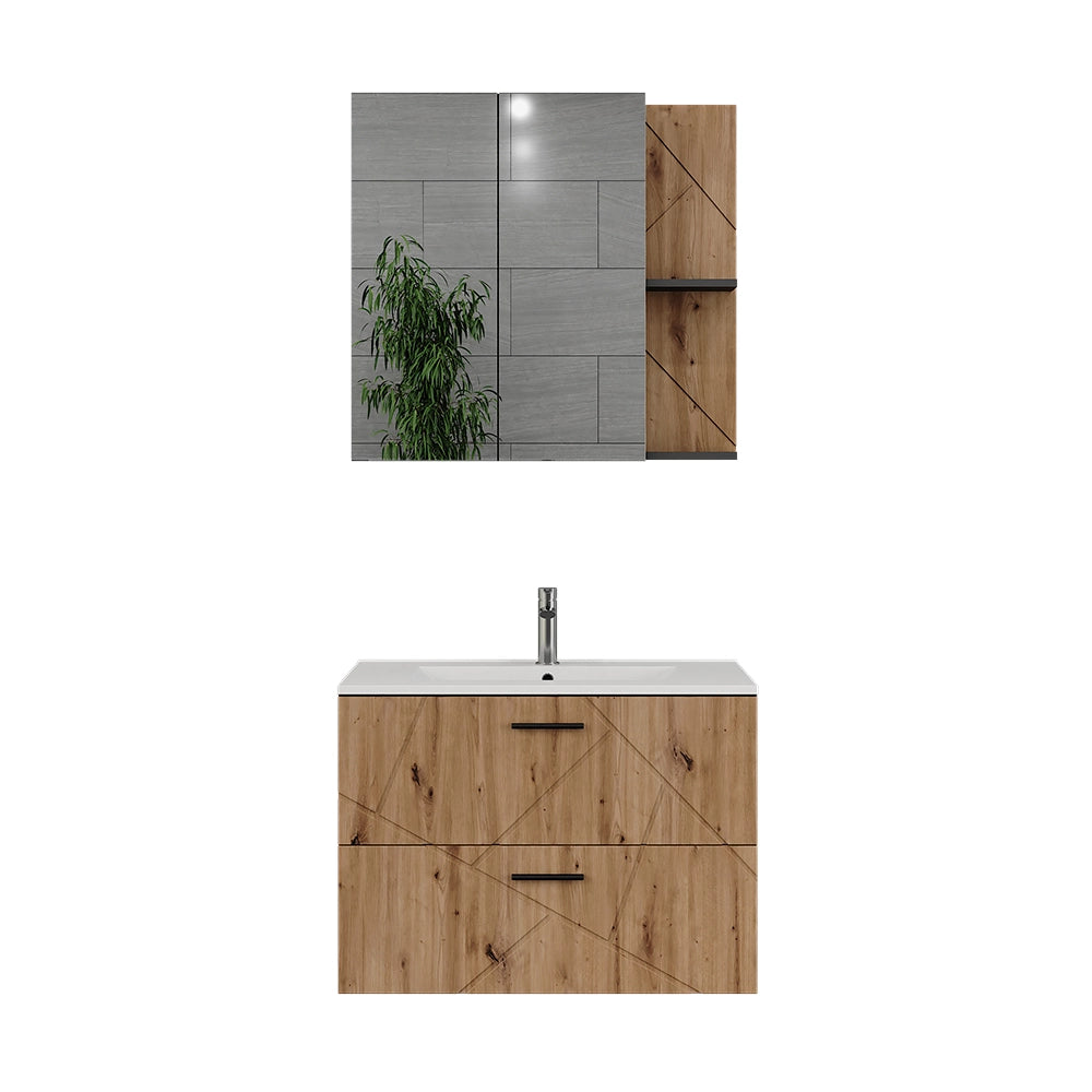 Vicco Set di mobili da bagno Antracite/Artisan 3 parti