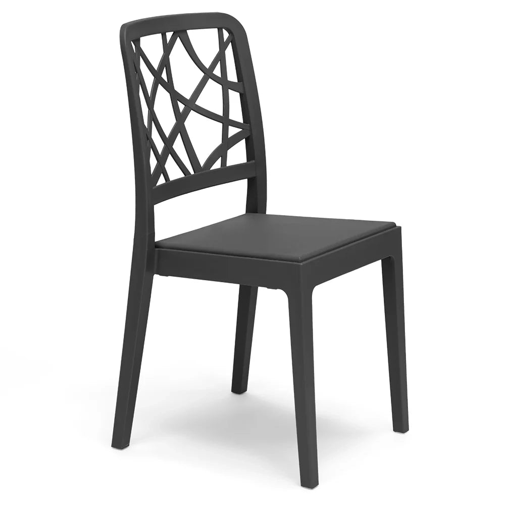 Set 6 sedie in polipropilene PENELOPE, 100% MADE IN ITALY, impilabile, resistente ai raggi UV, design moderno, ideale per sala da pranzo, cucina, sala d’attesa, bar, ristoranti o giardino, colore Antracite