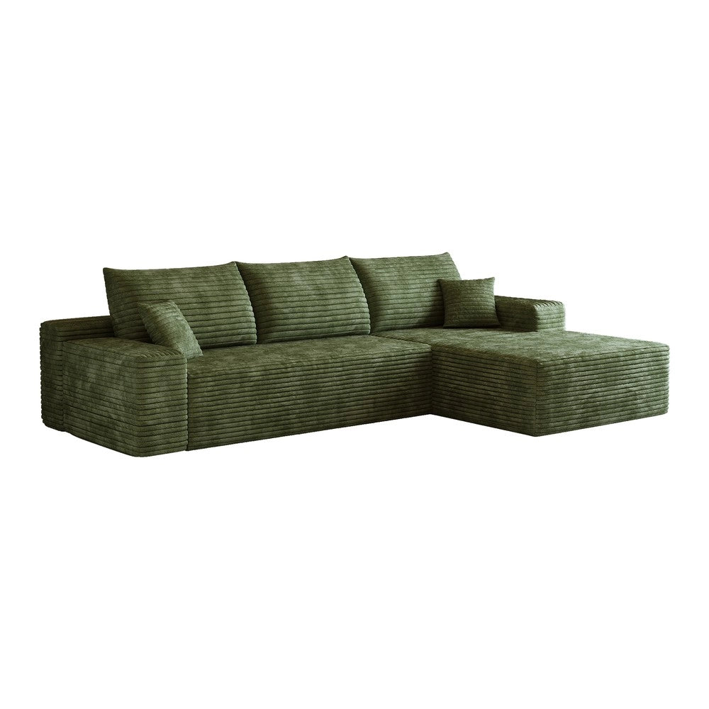 Divano angolare chaise longue ¨C Minimal ¨C verde velluto 270cm imbottito