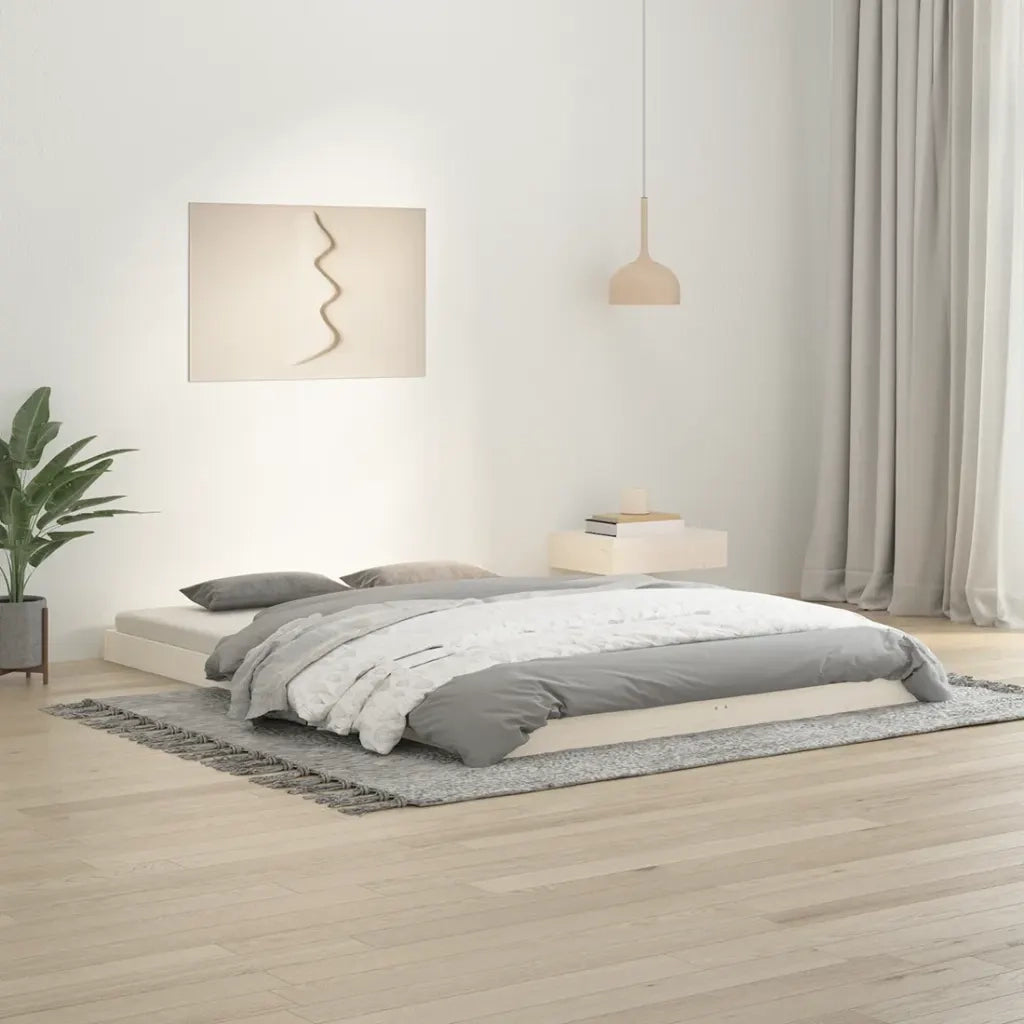 Giroletto senza Materasso Bianco 140x200 cm Legno Massello Pino 823445