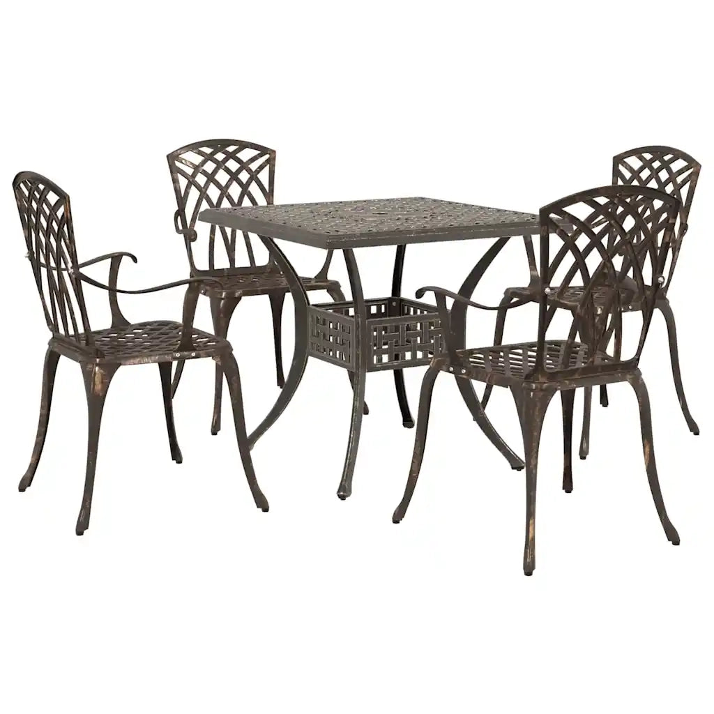 Set di Tavolo da Giardino 5 pcs Bronzo Alluminio pressofuso 3334760