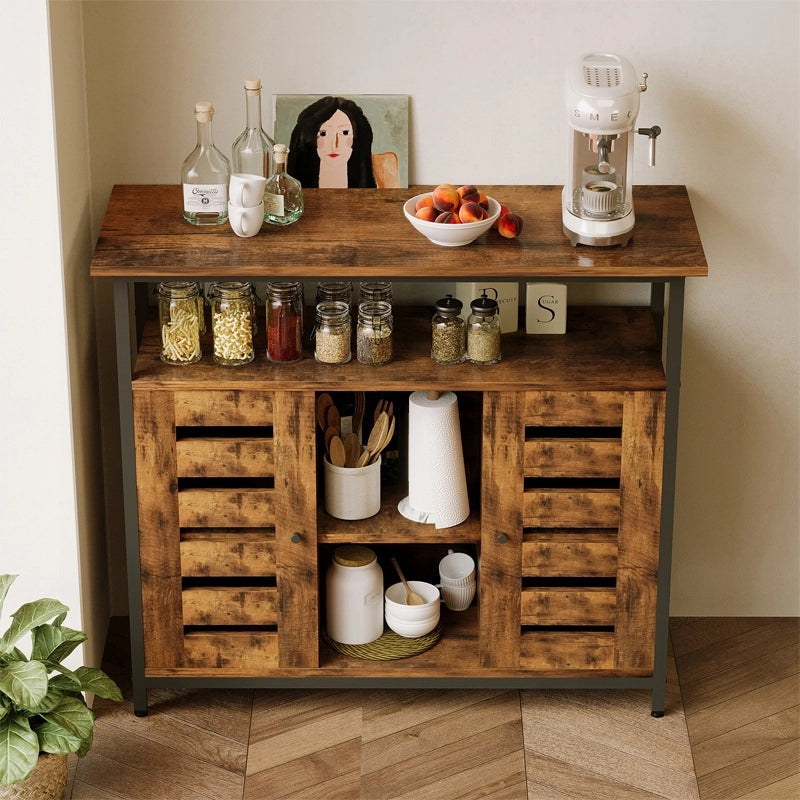 Credenza/Credenza con ripiani aperti, Marrone, Cucina Loft Retrò