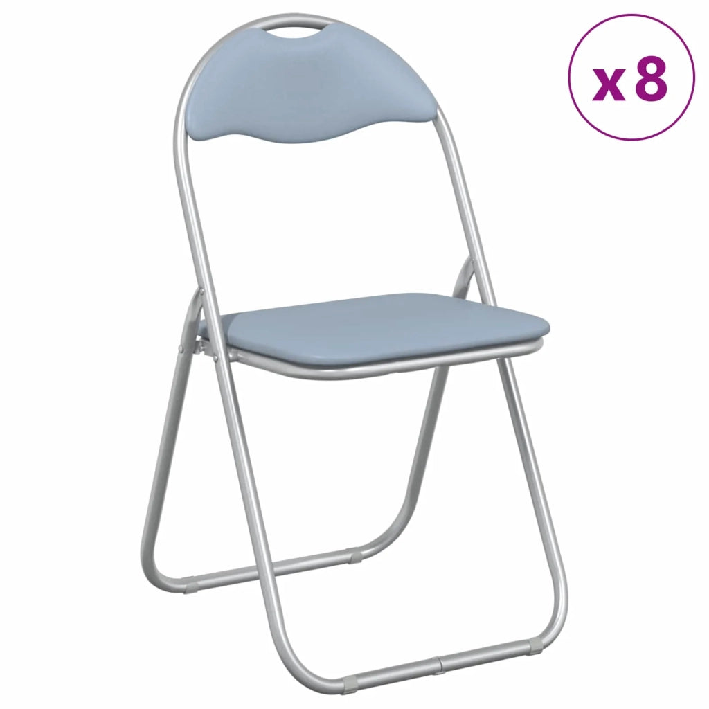 Sedia pieghevole 8 pcs Grigio 48 x 43,5 x 81 cm Pelle Sintetica