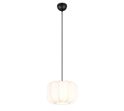 Lampada a sospensione, tessuto e metallo, bianco e nero, D 25 cm, Madeline