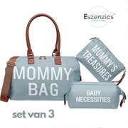 Set di viaggio per genitori - Completo 3 pezzi - Progettato con stile - Borsa per la cura - Sacchetto per il bebè - Blu chiaro - Borsa per viaggi - Borsa per weekend - Borsa per genitori - Borsa per bambino