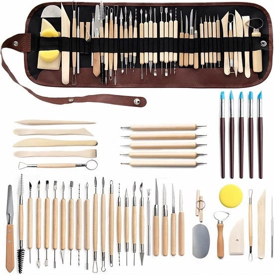 Set di utensili per ceramica da 46 pezzi con strumenti per scultura di argilla, polimero e ceramica, adatto per progetti DIY, modellazione dell'argilla e altro.
