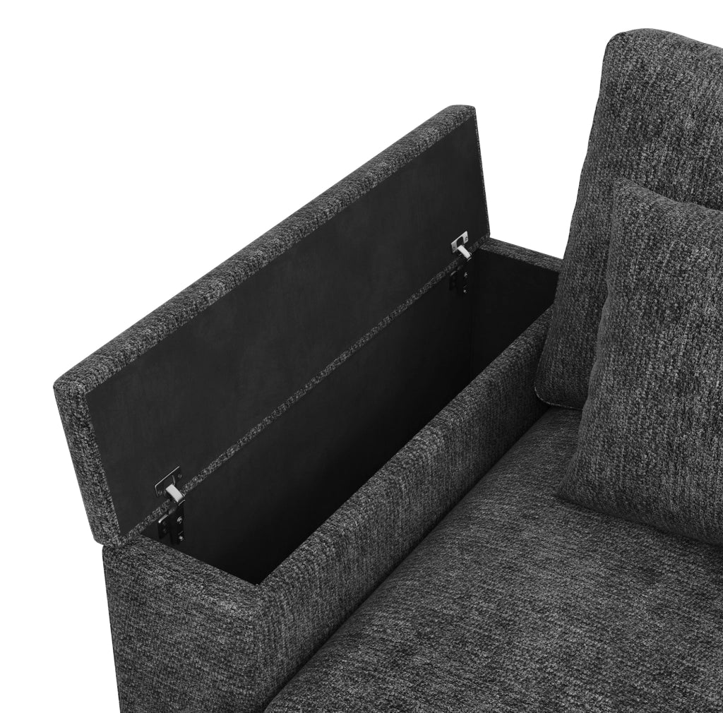 Sofa modulare 5-6 posti con pouf; USB/Type-C; portabicchieri e tavolino girevole 313x147x82 cm; grigio
