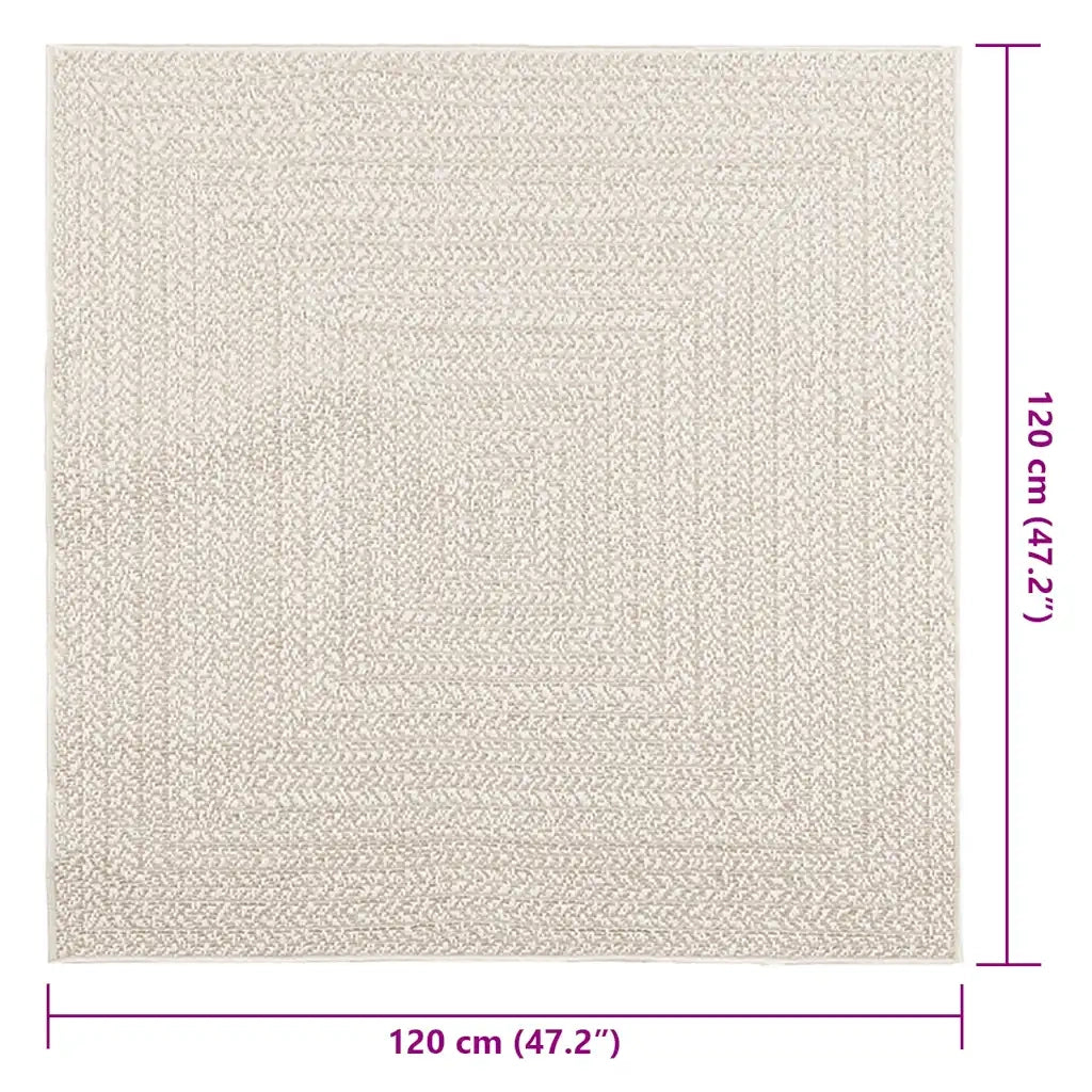Tappeto del soggiorno | Tappeto ZIZUR Crema 120x120 cm Aspetto Iuta Interni ed Esterni