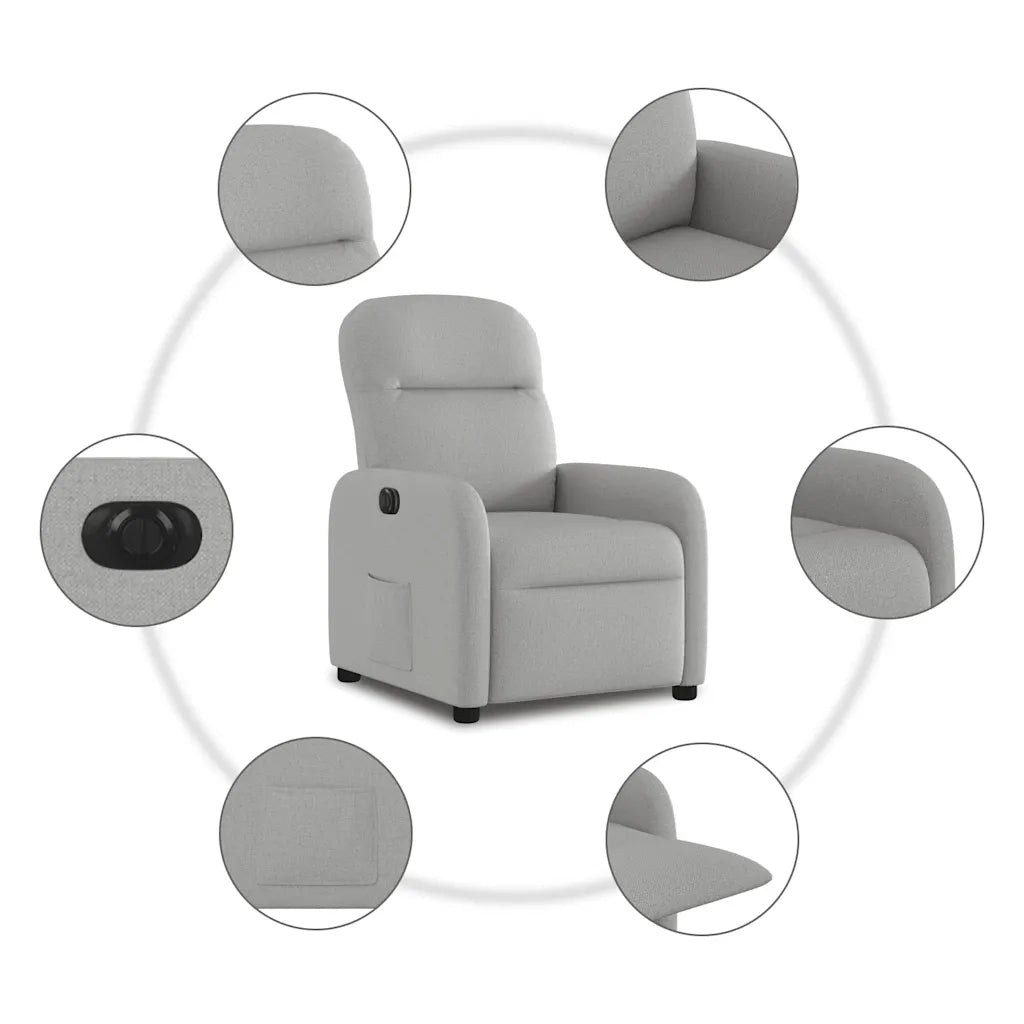 Poltrona Elettrica Reclinabile Grigio Nuvola in Tessuto 3302961