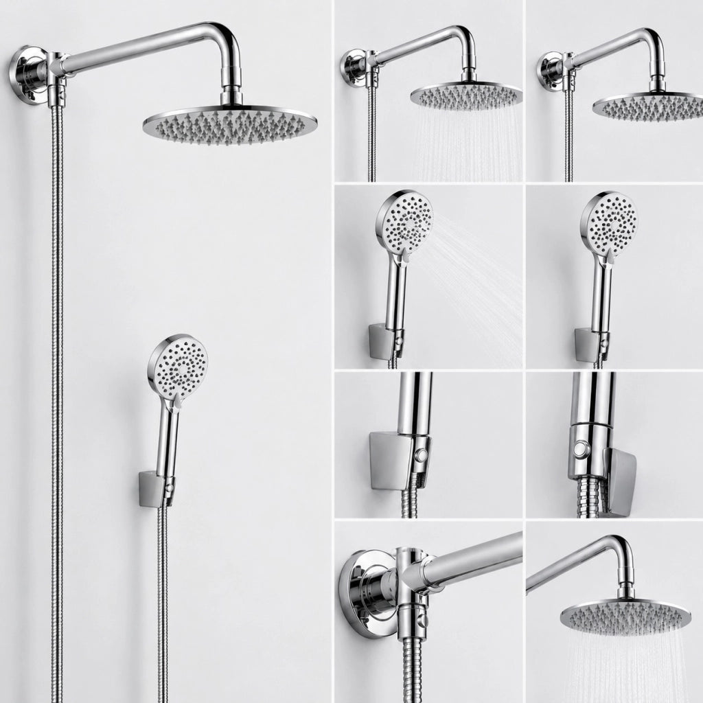 KIT DOCCIA CON SOFFIONE TONDO Ø20 CM E BRACCIO TONDO 30 CM