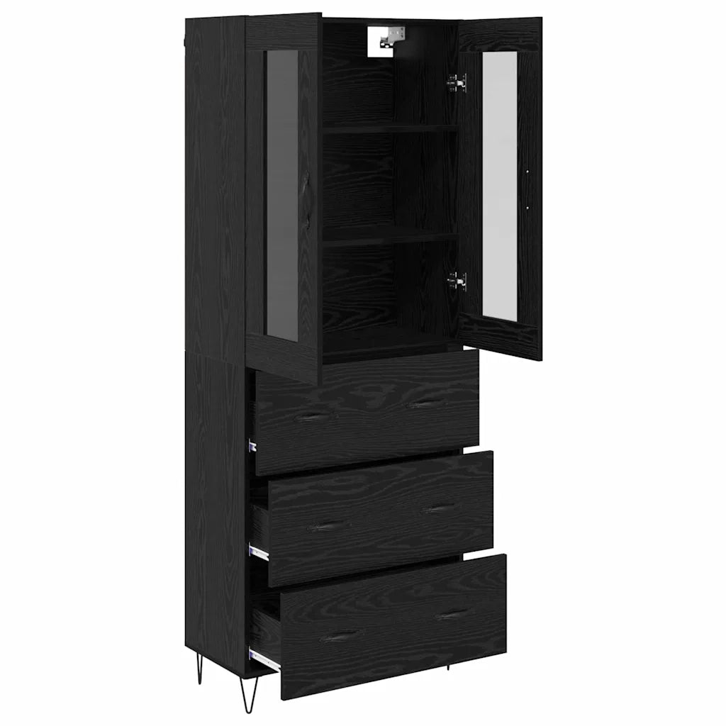 Credenza Rovere Nero 69,5 x 34 x 90 cm Legno multistrato