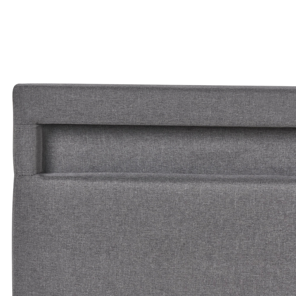 Letto matrimoniale in tedduto grigio scuro con LED 180 x 200 cm con contenitore e ottomana con doghe in legno