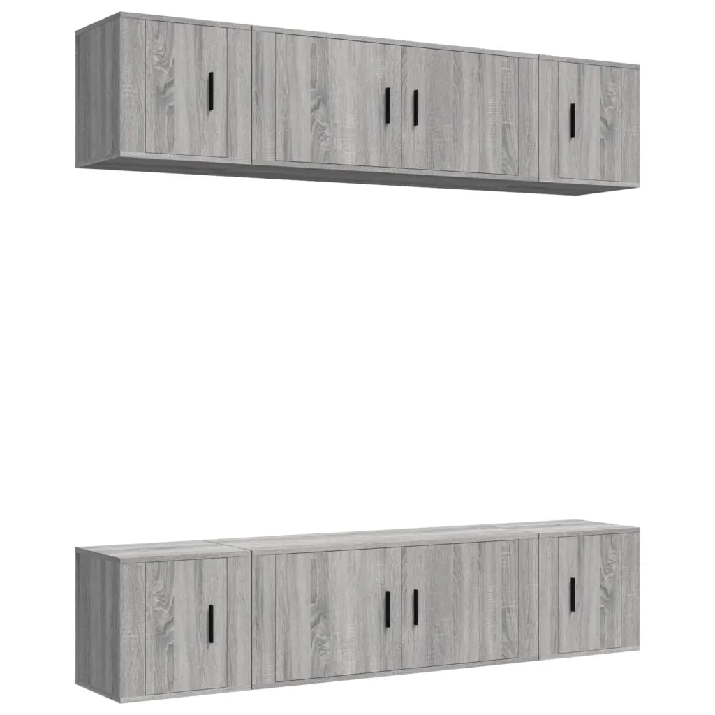 Set di Mobili Porta TV 6 pz-Credenza per TV Grigio Sonoma in Legno Multistrato 337838