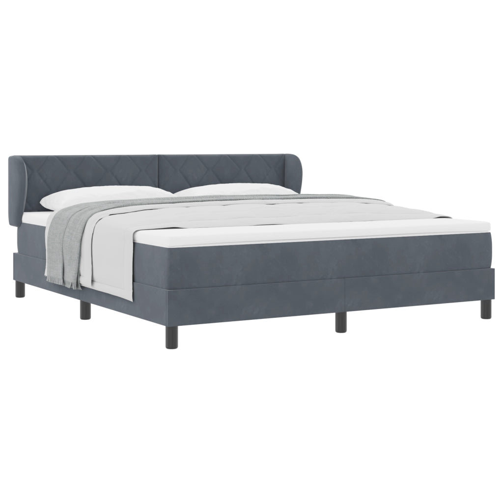 Letto Box Spring con Materasso Grigio Scuro 180x200 cm in Velluto