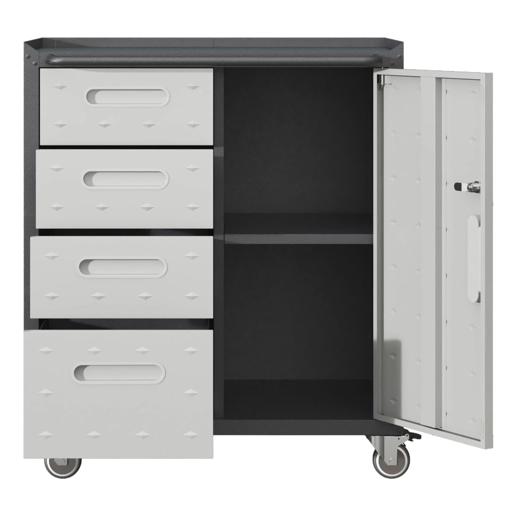 Cassettiera in Metallo con Ruote - zephmum - Grigio/Nero 75x42x88 cm