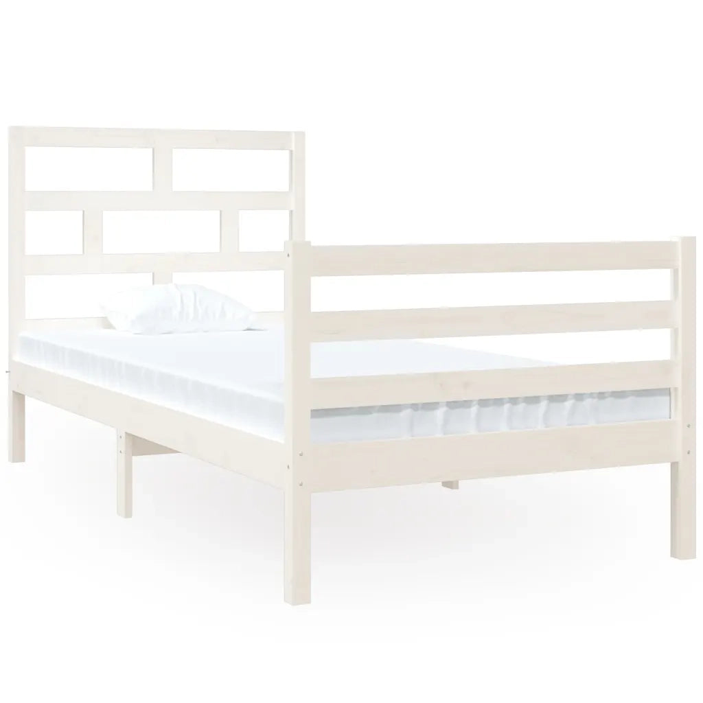 Giroletto-Struttura Letto Bianco 90x190 cm Single in Legno Massello 824120