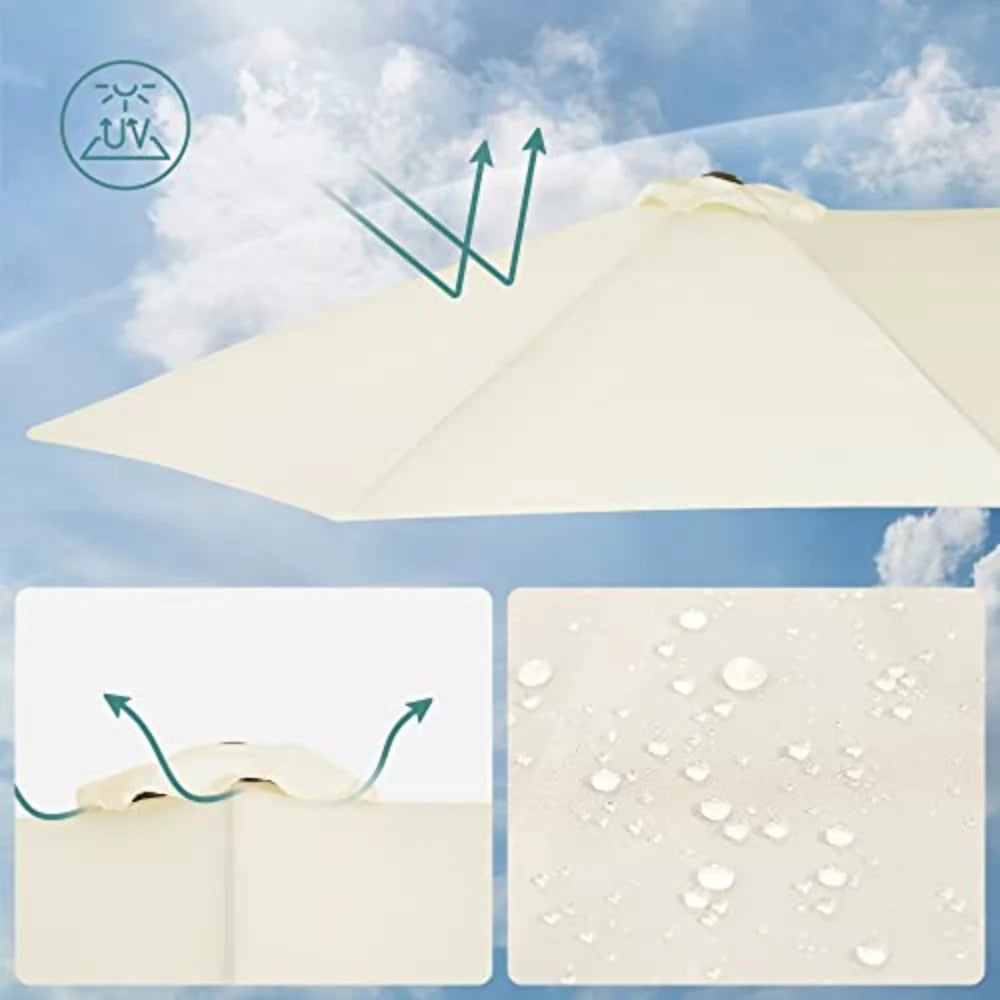 Ombrellone doppio 460 x 270 cm ombrellone extra large per terrazzo protezione UPF 50+ con manovella per esterno giardino piscina spiaggia senza base beige 12_0001751