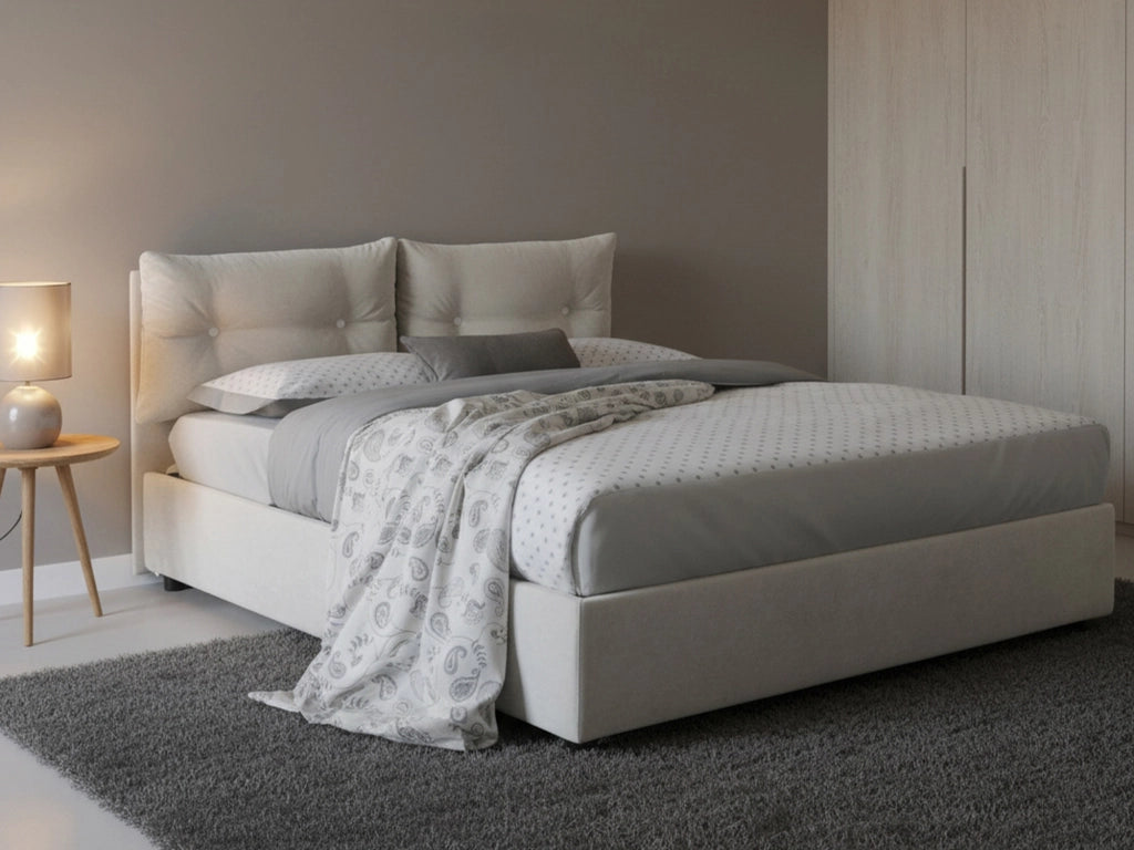 Agamennone, Letto Piazza e Mezza Sfoderabile Made in Italy, Bianco