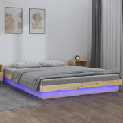 Giroletto con LED-Struttura Letto 140x190 cm in Legno Massello 651267