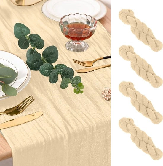 Set di tovaglioli da formaggio in tessuto, 4 pezzi, beige, 90x300 cm