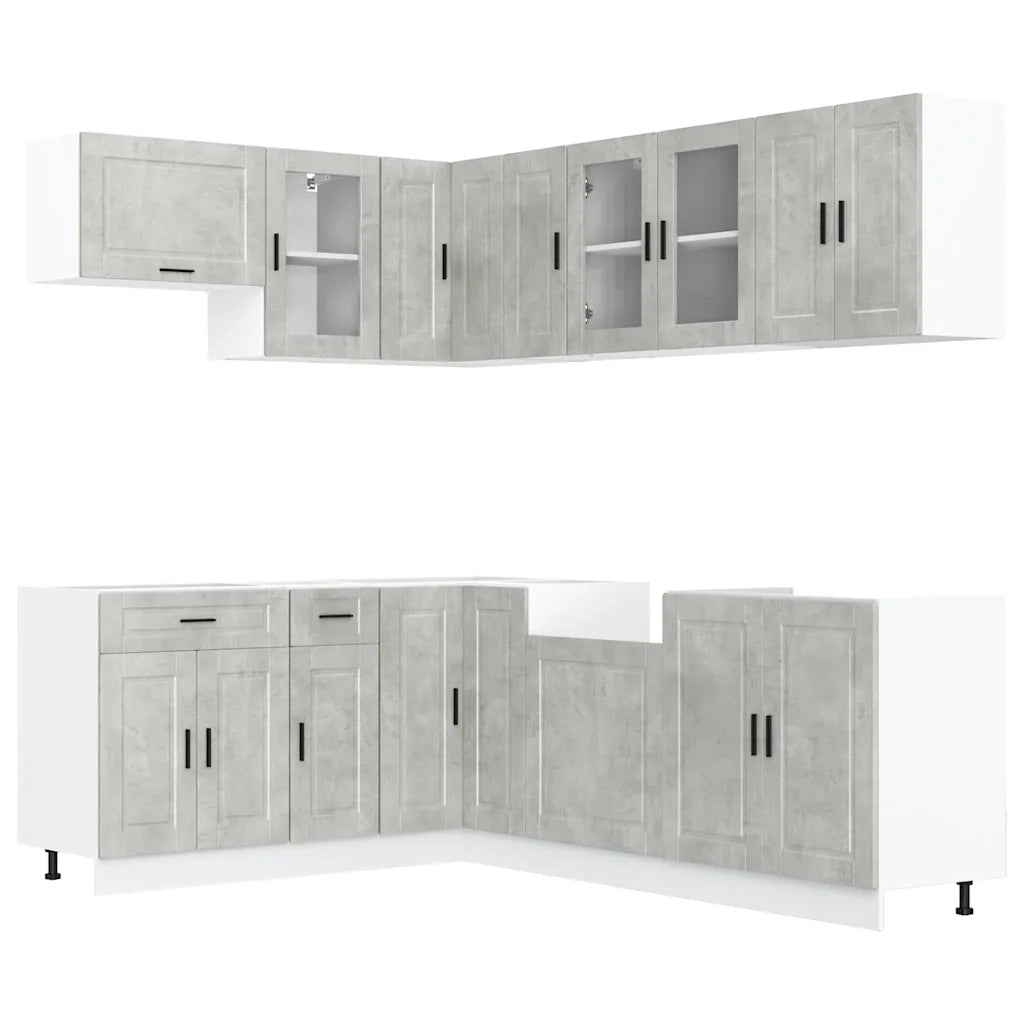 vidaXL Set Mobili da Cucina 11 pz Porto Grigio Cemento in Truciolato